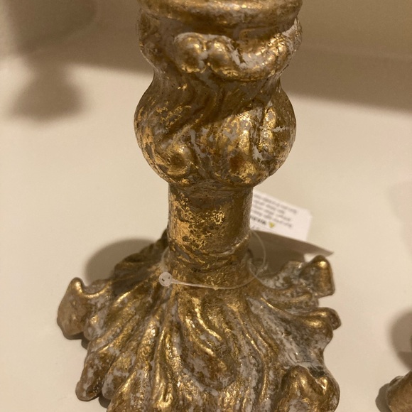 Gold & Gray Ornate Metal Candle Holder Set Of Two - Picture 4 of 9